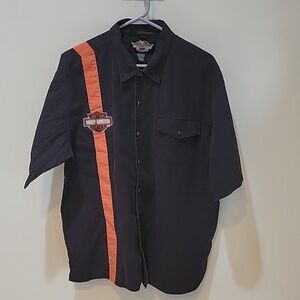 HARLEY-DAVIDSON motor clothes mechanic style button down shirt.  Size XL.